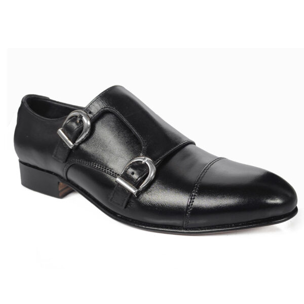 Johny Weber Handmade Black Leather Double Monkstrap Shoes