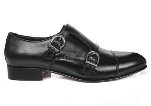 Johny Weber Handmade Black Leather Double Monkstrap Shoes - Image 2