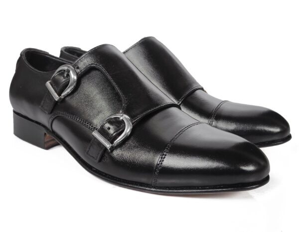 Johny Weber Handmade Black Leather Double Monkstrap Shoes - Image 5