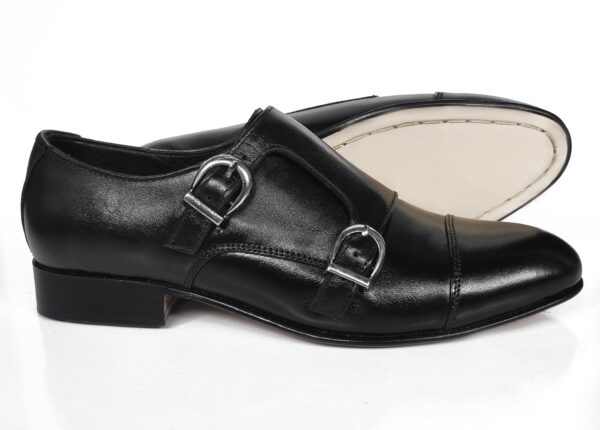 Johny Weber Handmade Black Leather Double Monkstrap Shoes - Image 8