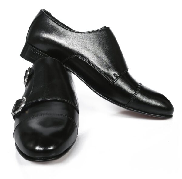 Johny Weber Handmade Black Leather Double Monkstrap Shoes - Image 9