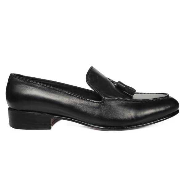 Johny Weber Handmade Black Leather Tassels Loafer - Image 2