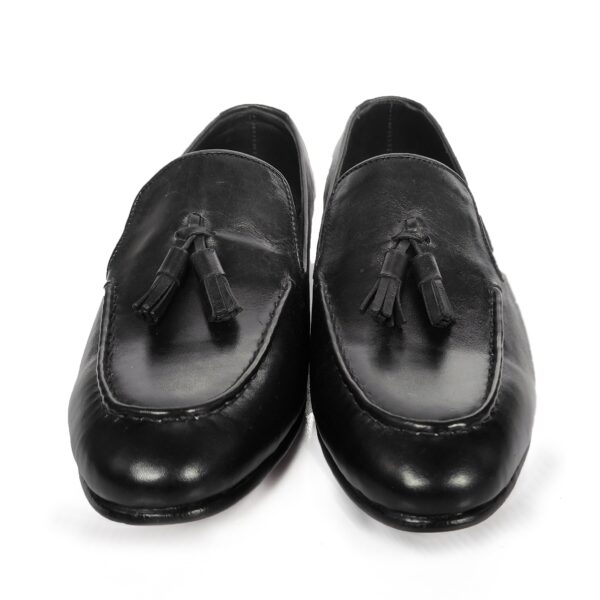 Johny Weber Handmade Black Leather Tassels Loafer - Image 4