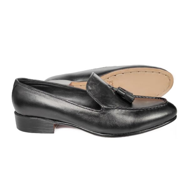 Johny Weber Handmade Black Leather Tassels Loafer - Image 6