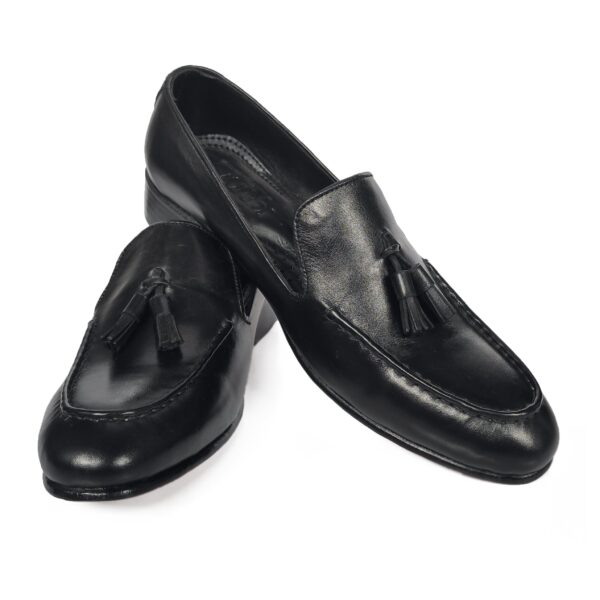 Johny Weber Handmade Black Leather Tassels Loafer - Image 7