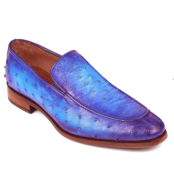 Johny Weber Handmade Blue Ostrich Leather Loafers