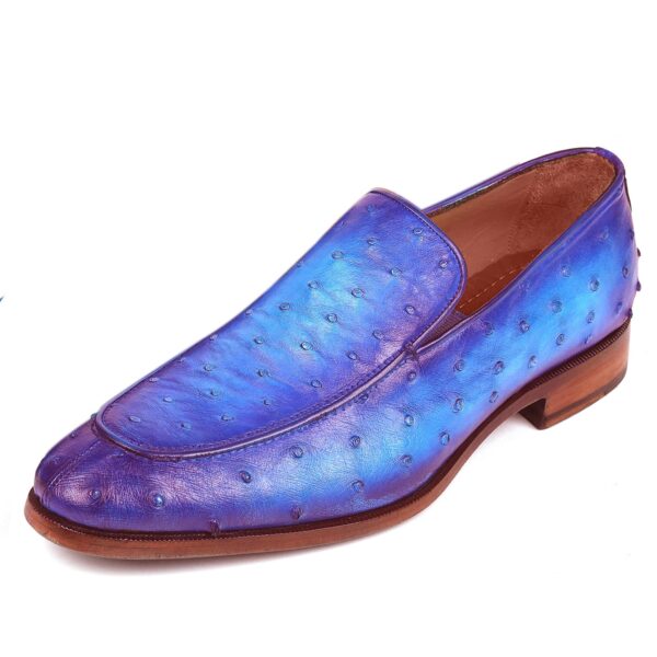 Johny Weber Handmade Blue Ostrich Leather Loafers - Image 2