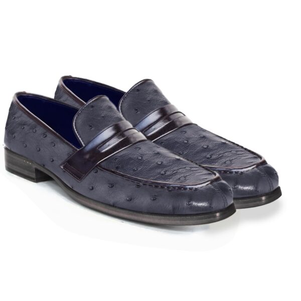 Johny Weber Handmade Black Ostrich Leather Loafers - Image 3