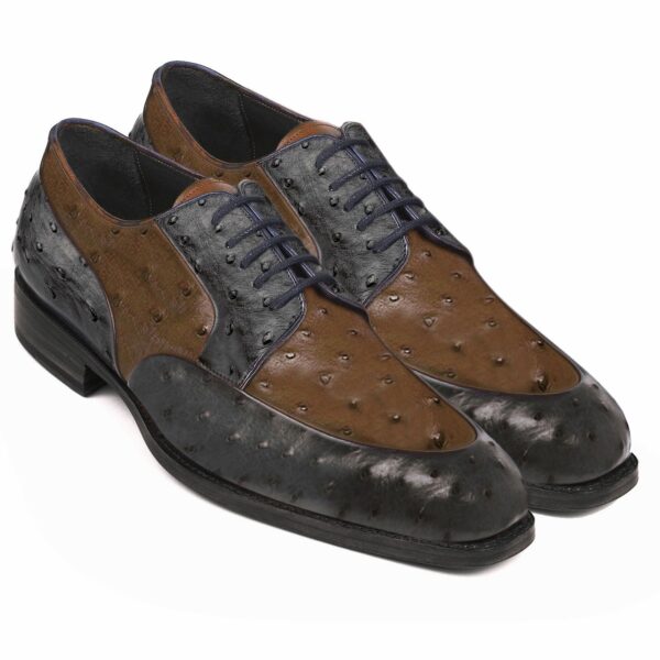 Johny Weber Handmade Brown And Black Ostrich Leather Oxford Shoes - Image 3