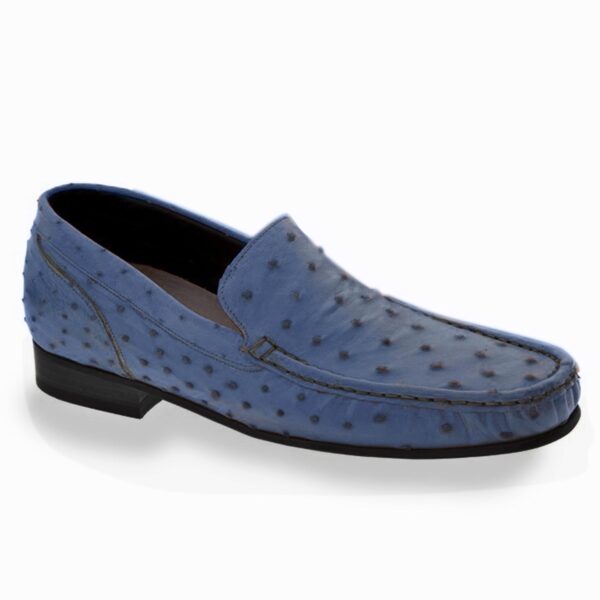 Johny Weber Handmade Blue Ostrich Leather Loafer