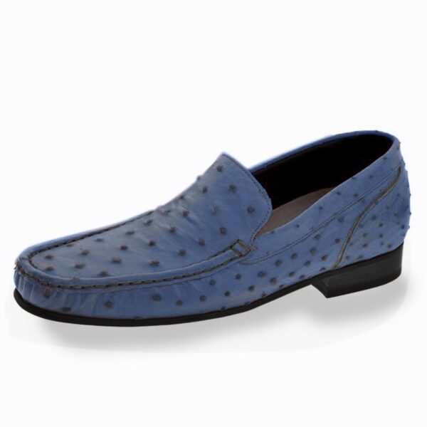 Johny Weber Handmade Blue Ostrich Leather Loafer - Image 2