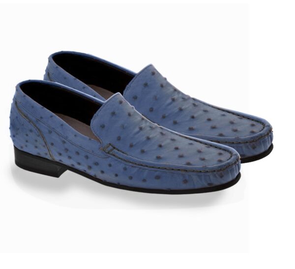 Johny Weber Handmade Blue Ostrich Leather Loafer - Image 3