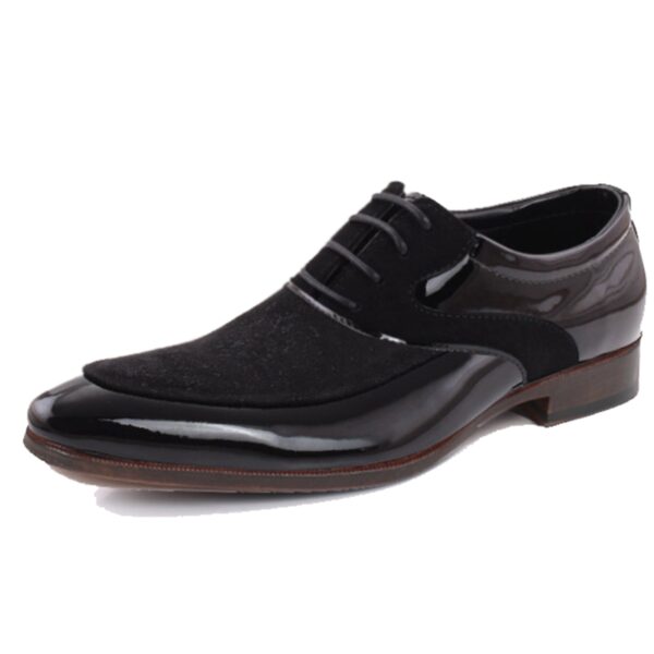 Johny Weber Handmade Black Plain And Suede Leather Oxford Shoes - Image 3