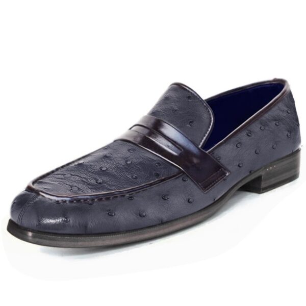 Johny Weber Handmade Black Ostrich Leather Loafers - Image 2