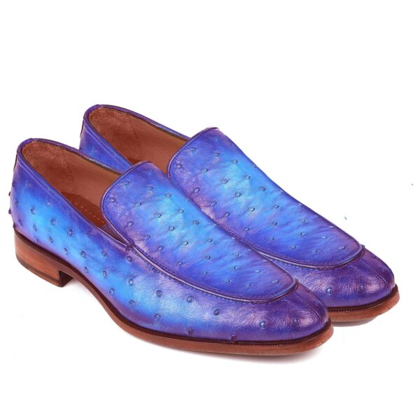 Johny Weber Handmade Blue Ostrich Leather Loafers - Image 3